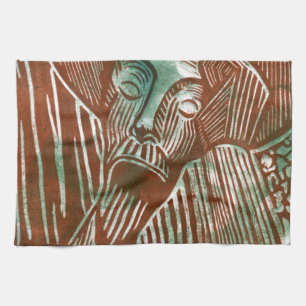 Linge De Cuisine Don Quichotte en vert et Brown
