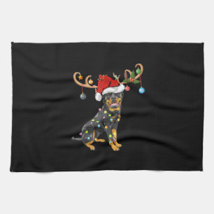 Linge De Cuisine Don Rottweiler Xmas Santas Reindeer Rottweiler
