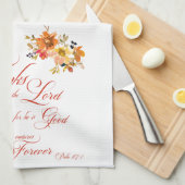 Linge De Cuisine Donner Merci à Lord fall aquarelle fleurie (Quart Plié)