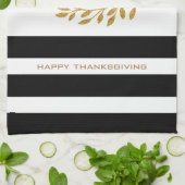 Linge De Cuisine Donnez Merci Texte Moderne Gold Wreath & Stripes (Plié)