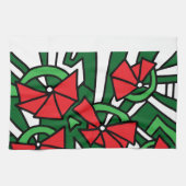 Linge De Cuisine Doodle Art aux fleurs rouges (Horizontal)