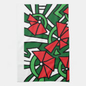 Linge De Cuisine Doodle Art aux fleurs rouges (Vertical)