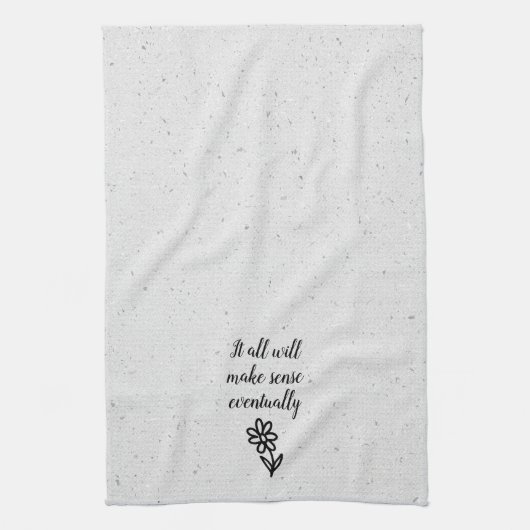 Linge De Cuisine Doodle Daisy et Citation sur Terrazzo (Vertical)