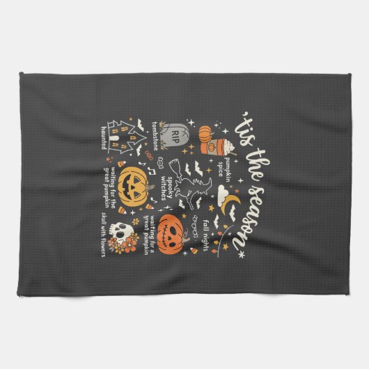 Linge De Cuisine Doodle de Halloween C'est la saison design sorcièr (Horizontal)