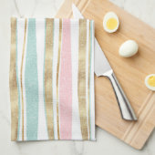 Linge De Cuisine Doodle Design rose de mignons éclats d'or (Quart Plié)