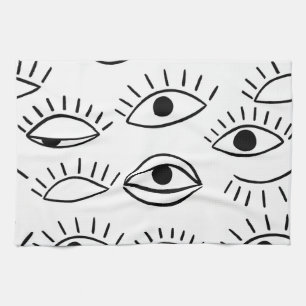 Linge De Cuisine Doodle eye, motif créatif sans couture.