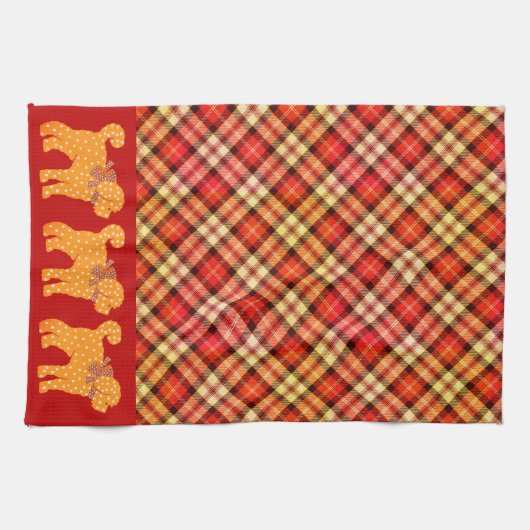 Linge De Cuisine Doodle plaid Chien jaune doré (Horizontal)