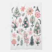 Linge De Cuisine Doodles Abstraits de sapin rose de Noël (Vertical)