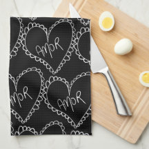 Doodles Black Hearts Saint-Valentin Rouge