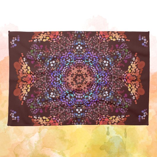 Linge De Cuisine Dot Mandala Bleu orange et violet