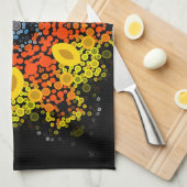 Linge De Cuisine Dot Mandala Fleur Jaune Orange Bleu (Quart Plié)