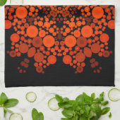 Linge De Cuisine Dot Mandala Fleur Orange et Noir (Plié)