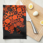 Linge De Cuisine Dot Mandala Fleur Orange et Noir (Quart Plié)