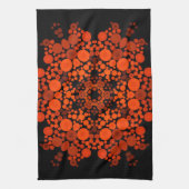 Linge De Cuisine Dot Mandala Fleur Orange et Noir (Vertical)