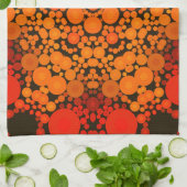 Linge De Cuisine Dot Mandala Fleur Orange et Noir (Plié)