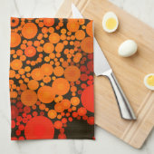 Linge De Cuisine Dot Mandala Fleur Orange et Noir (Quart Plié)