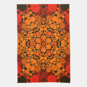 Linge De Cuisine Dot Mandala Fleur Orange et Noir (Vertical)