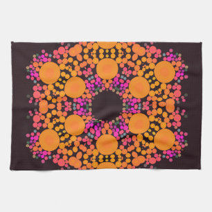 Linge De Cuisine Dot Mandala Fleur orange et rose