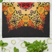 Linge De Cuisine Dot Mandala Fleur orange jaune et rouge (Plié)
