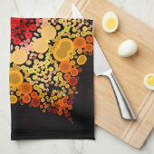 Linge De Cuisine Dot Mandala Fleur orange jaune et rouge (Quart Plié)