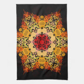Linge De Cuisine Dot Mandala Fleur orange jaune et rouge (Vertical)