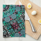 Linge De Cuisine Dot Mandala Fleur vert bleu et rouge (Quart Plié)