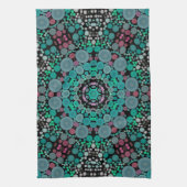 Linge De Cuisine Dot Mandala Fleur vert bleu et rouge (Vertical)