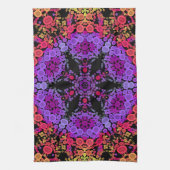 Linge De Cuisine Dot Mandala Fleur violet orange et jaune (Vertical)