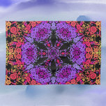 Linge De Cuisine Dot Mandala Fleur violet orange et jaune<br><div class="desc">Ce mandala super est composé de violet,  d'orange et de jaune et s'inspire des mandalas à points de peinture. Motifs géométriques trippy pour l'hippie moderne !</div>