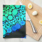 Linge De Cuisine Dot Mandala Flower bleu et vert (Quart Plié)