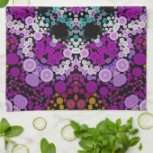 Linge De Cuisine Dot Mandala Flower bleu rose et jaune (Plié)