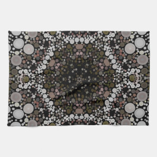 Linge De Cuisine Dot Mandala Flower Brown et blanc