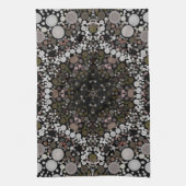 Linge De Cuisine Dot Mandala Flower Brown et blanc (Vertical)