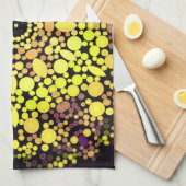 Linge De Cuisine Dot Mandala Flower Jaune violet et noir (Quart Plié)