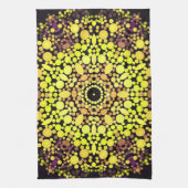 Linge De Cuisine Dot Mandala Flower Jaune violet et noir (Vertical)