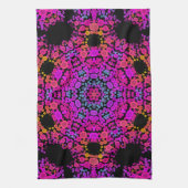 Linge De Cuisine Dot Mandala Flower rose bleu et orange (Vertical)