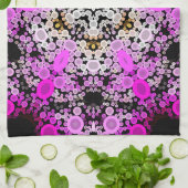 Linge De Cuisine Dot Mandala Flower rose et blanc (Plié)