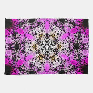 Linge De Cuisine Dot Mandala Flower rose et blanc