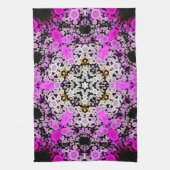 Linge De Cuisine Dot Mandala Flower rose et blanc (Vertical)