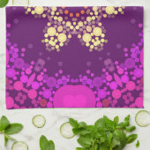 Linge De Cuisine Dot Mandala Flower rose et jaune (Plié)