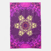 Linge De Cuisine Dot Mandala Flower rose et jaune (Vertical)