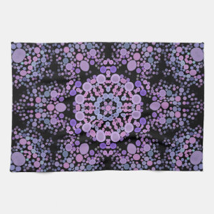 Linge De Cuisine Dot Mandala Flower rose et violet