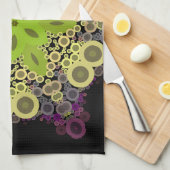 Linge De Cuisine Dot Mandala Flower vert Jaune et violet (Quart Plié)
