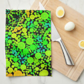 Linge De Cuisine Dot Mandala Flower vert orange et jaune (Quart Plié)