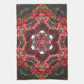 Linge De Cuisine Dot Mandala Rouge Vert et Blanc (Vertical)