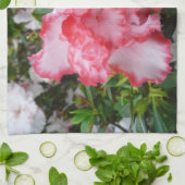 Linge De Cuisine Double rouge et blanc Azaleas printemps floral (Plié)