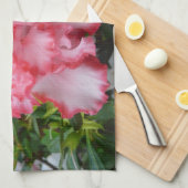 Linge De Cuisine Double rouge et blanc Azaleas printemps floral (Quart Plié)