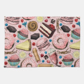 Linge De Cuisine Douceurs sur rose (Horizontal)