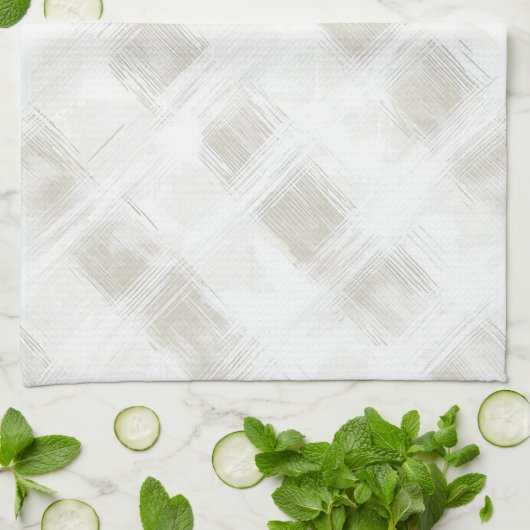 Linge De Cuisine Douche de Mariée Chic Crème Rayures Blanches (Plié)