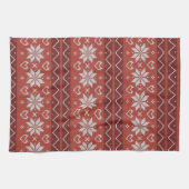 Linge De Cuisine Douille de Noël moche Scandinave Knit Coeur rouge (Horizontal)